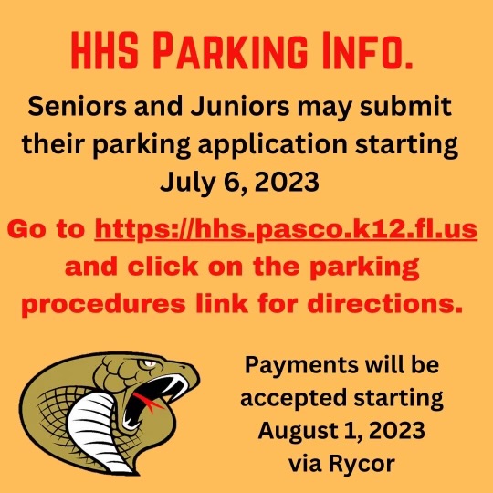 HHS Parking Information for 23-24 School Year